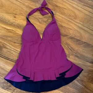 Profile By Gottex Purple and Dark Blue Halter One Piece
